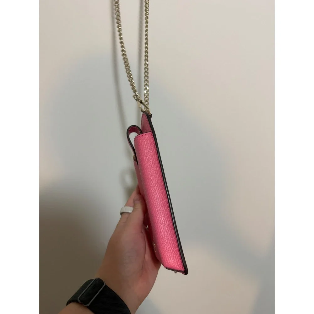 Kate Spade Phone Crossbody Womens Pink Leather Chain Strap Mini Bag Wallet